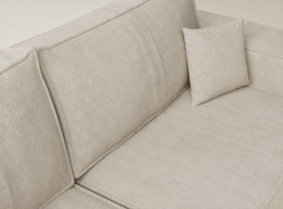 ECKSOFA MIT SCHLAFFUNKTION Tonga Beige Webstoff - Beige/Schwarz, Holz/Holzwerkstoff (105/225cm) - Maison de Reve