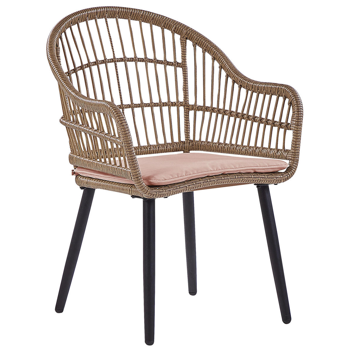 GARTENMÖBEL SET 6-Sitzer Rattan natürlich Auflagen rosa Aliano II - Pink/Beige, Kunststoff - Beliani