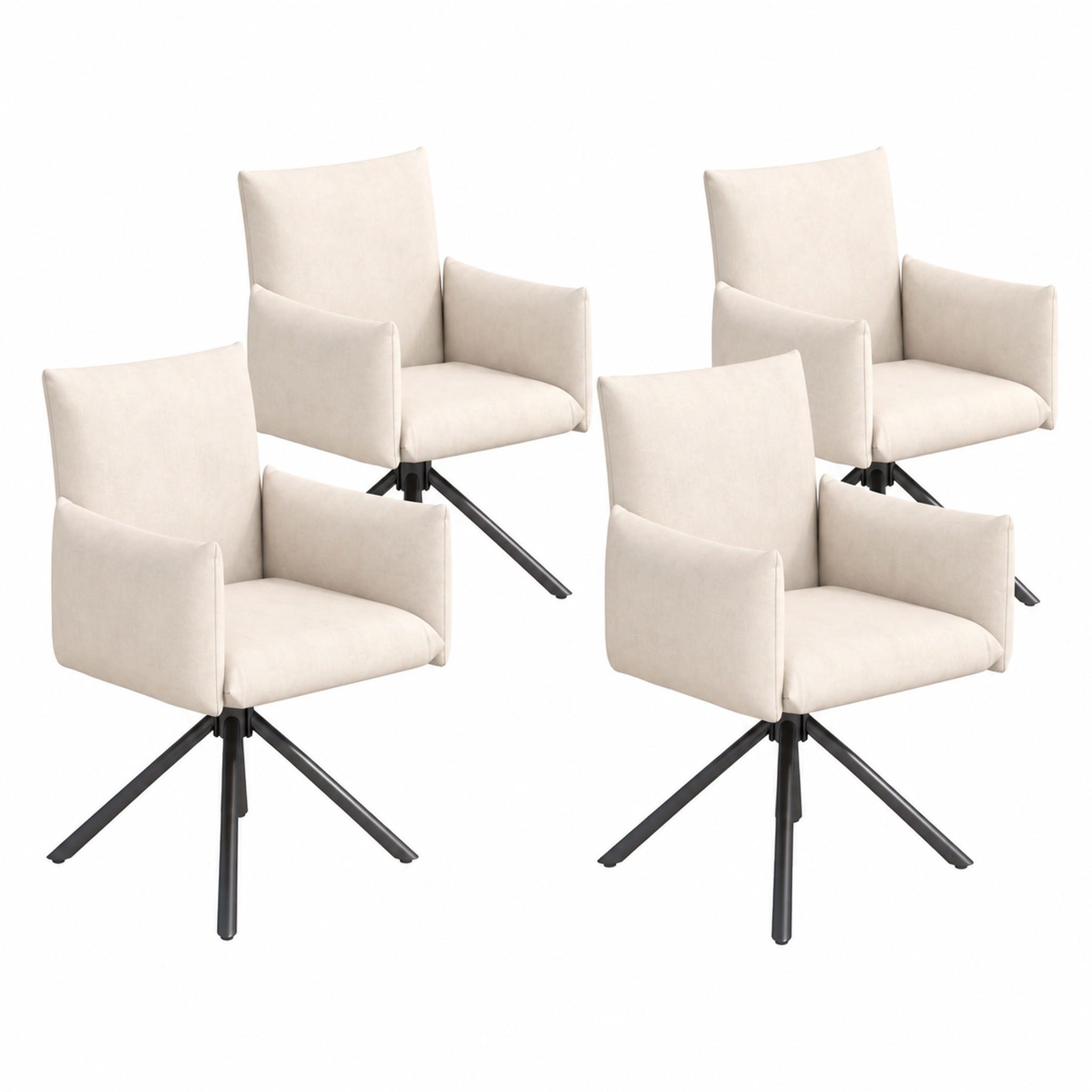 ESSZIMMERSTUHL 4er-Set 360° drehbar Samt Beige - Beige, Metall (60/88/60.2cm) - Meubliv