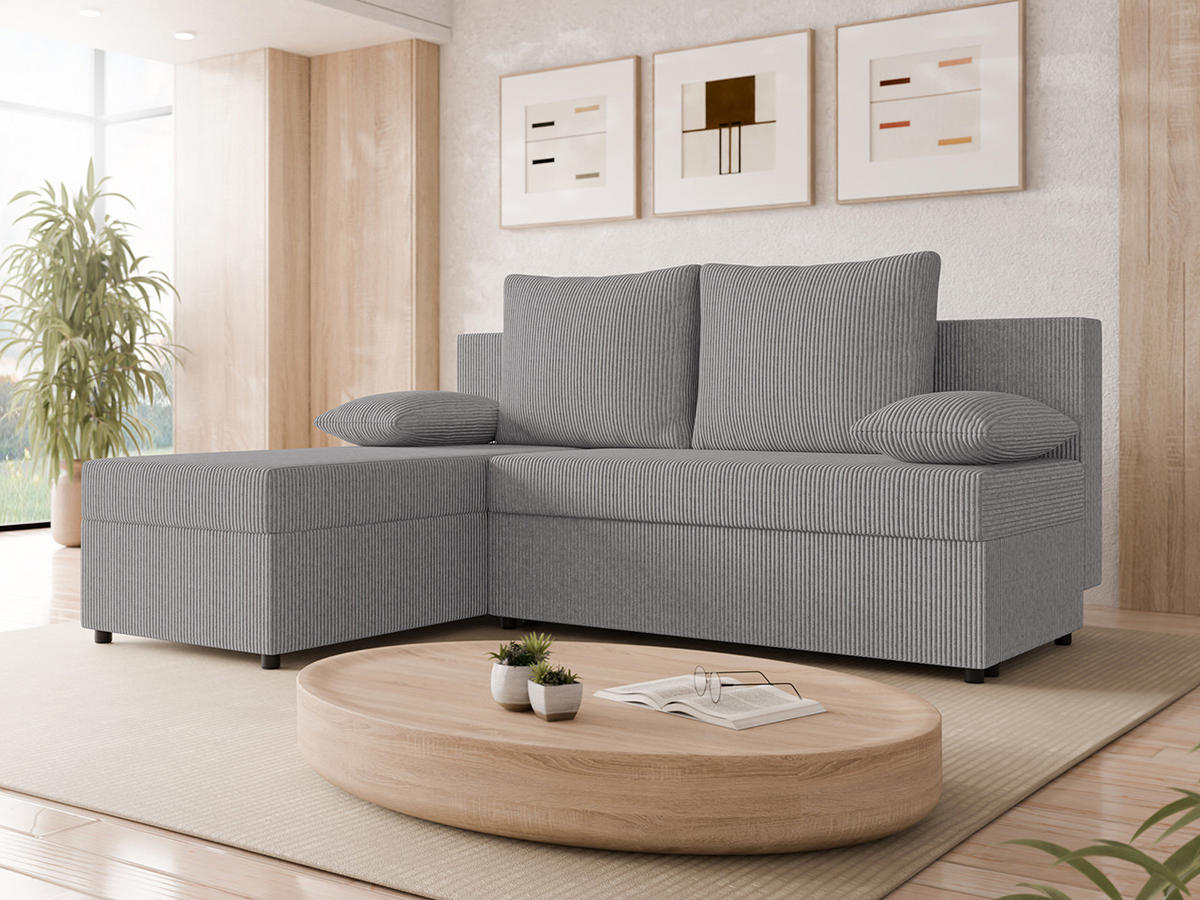 ECKSOFA Maxi - Schwarz/Naturfarben, Holz/Kunststoff (197/145cm) - MIRJAN24