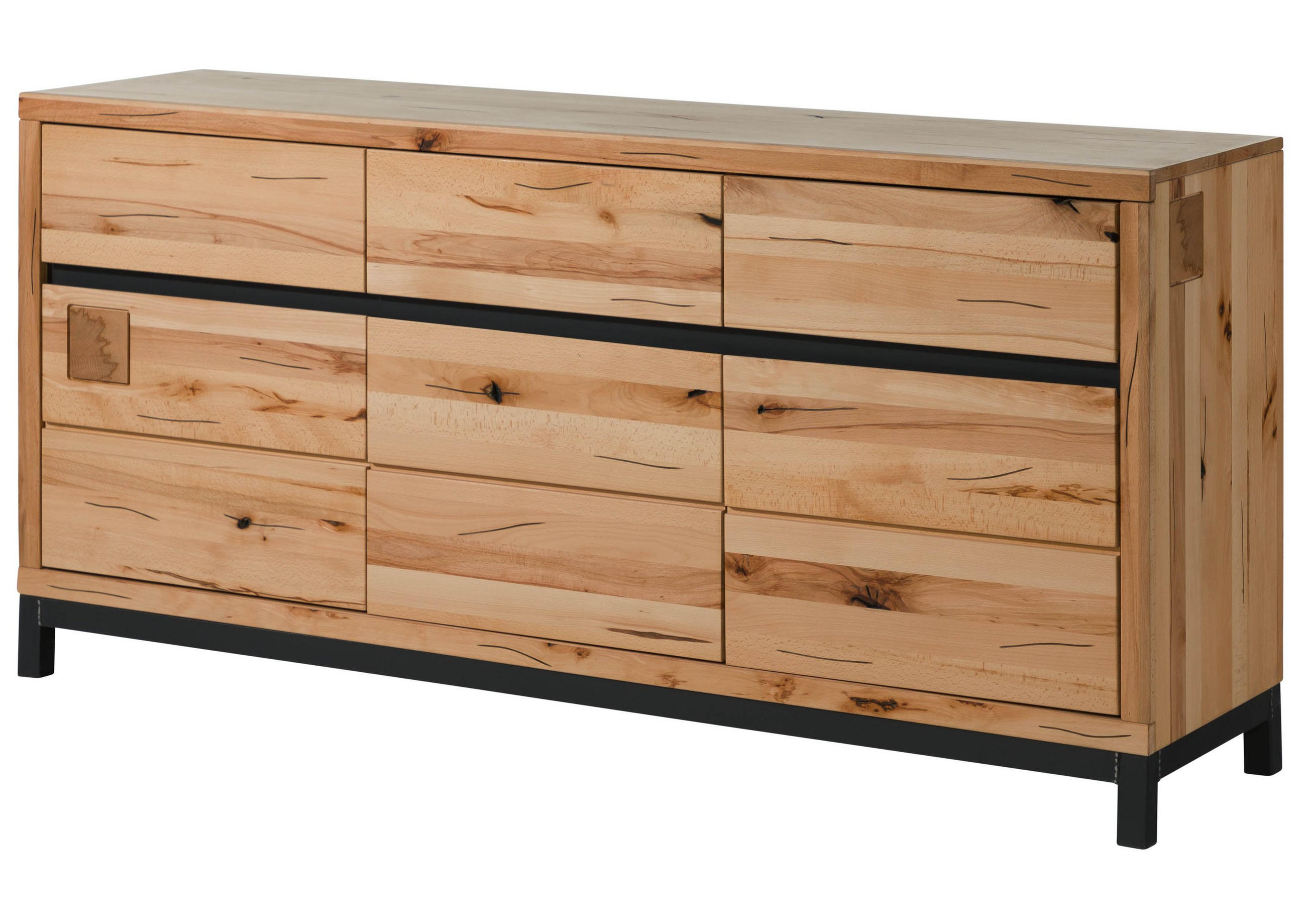 SIDEBOARD Kernbuche 175x45x85 natur geölt VILLANDERS #108 - Braun, Holz (175/85/45cm) - Massivmoebel24
