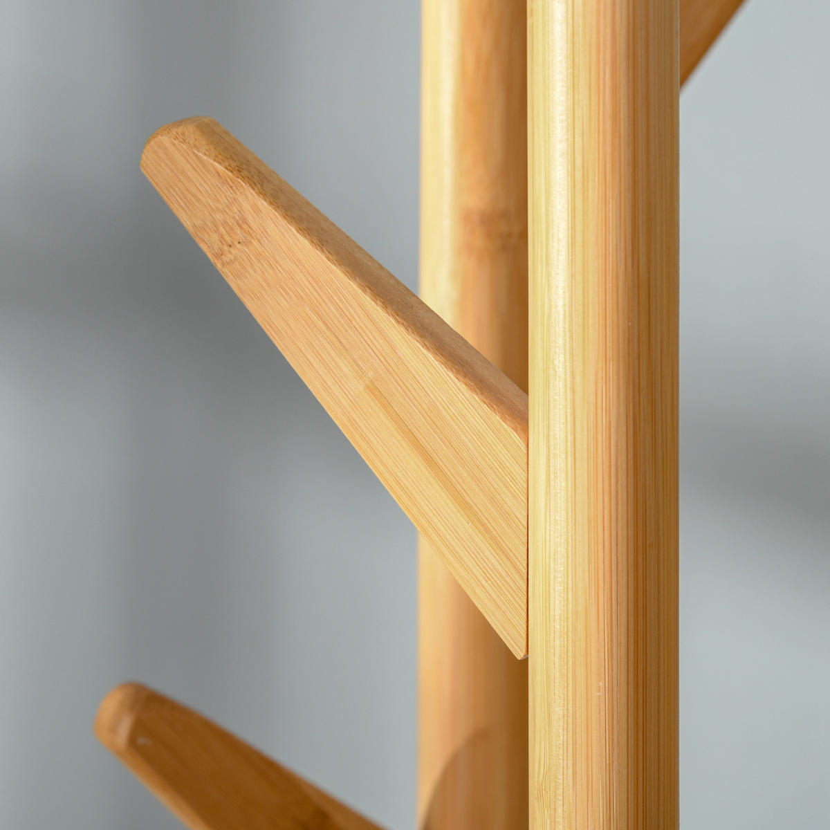 GARDEROBENSTÄNDER mit 12 Haken, Natur+Weiß 30,5 x 30,5 x 174,5 cm - Naturfarben, Naturmaterialien (30.5/174.5/30.5cm) - HOMCOM