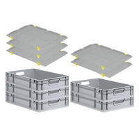 EUROBOX 5x Nextgen Economy Mit Auflagedeckel Grau/Gelb Griffe Offen 23 Liter - Gelb, Kunststoff (40/12/60cm) - PROREGAL