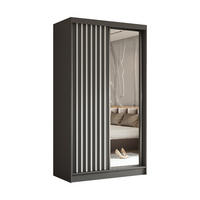 SCHWEBETÜRENSCHRANK Erika 120 cm mit Lamellen und Spiegel 2-türig, grau, grau, Lamelle weiß - Grau, Kunststoff (120/216/51cm) - Margaret Hadas24