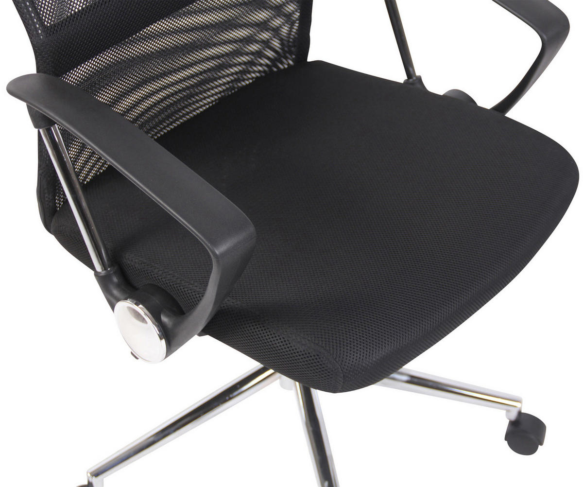 DREHSTUHL Microfaser schwarz - Chromfarben/Schwarz, Kunststoff/Textil (60/108/64cm) - CLP