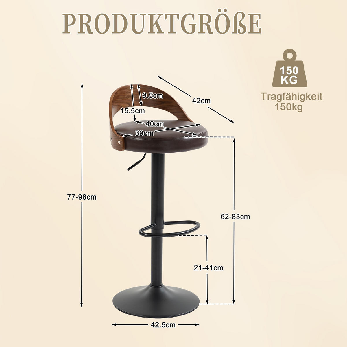 BARHOCKER,DREHSTUHL,RATTAN 360° drehbar2er-Set,Braun - Braun, Metall (42/77/42.5cm) - LVHOM