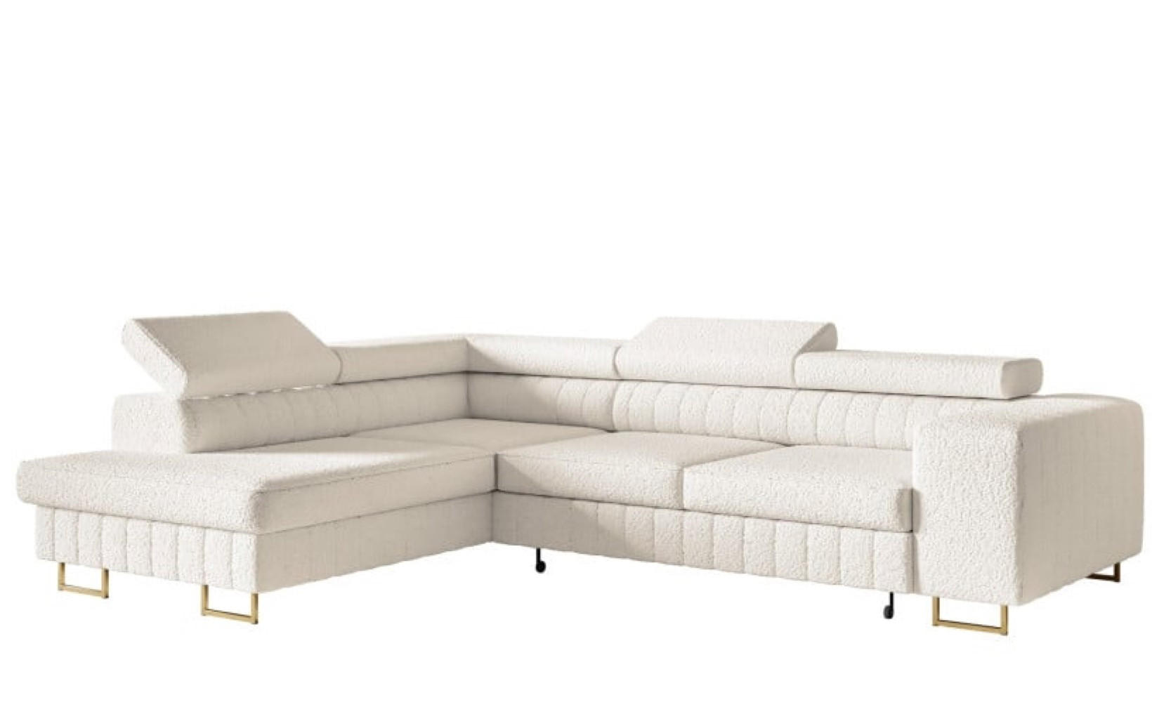 ECKSOFA Milch Catch Me 01 Linke Seite Goldene Beine - Ecru/Weiß, Textil (274/203cm) - Sepro Meble