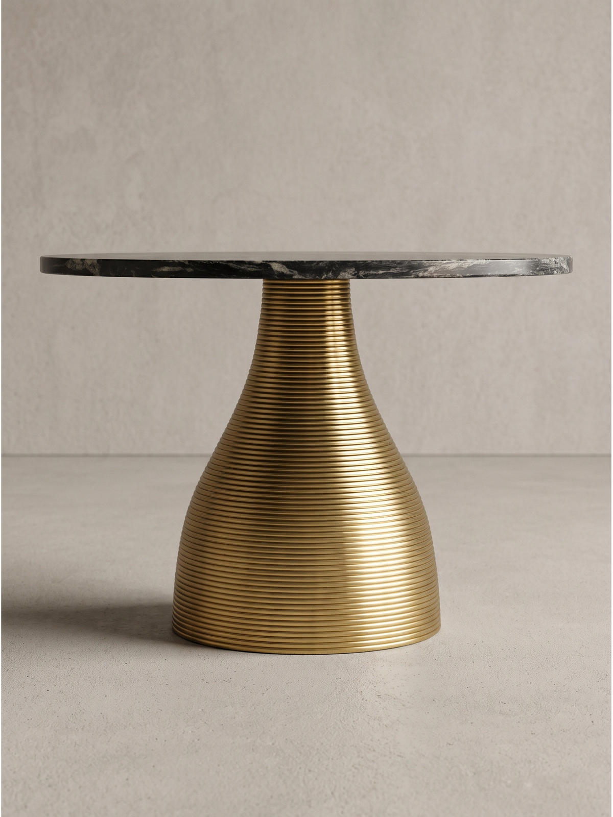 COUCHTISCH TORMES, Marmor, handgefertigt, Schwarz-Gold, Ø 60 x 40 cm - Goldfarben/Schwarz, Stein/Metall (60/60/40cm) - KADIMA DESIGN