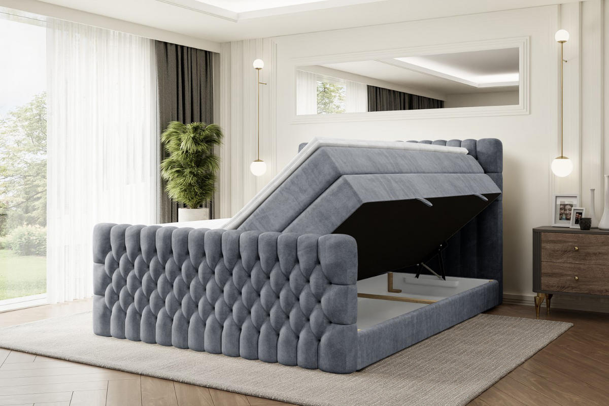 BOXSPRINGBETT SERENE-Z KING - 120 x 200 - H3/H4 - Grau - Grau, Holzwerkstoff (120/200cm) - ALTDECOR