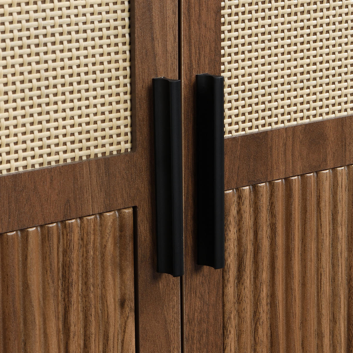 KOMMODE aus MDF 140x40x80cm in Natur mit Rattan-Optik - Naturfarben, Holzwerkstoff (140/80/40cm) - Modfu