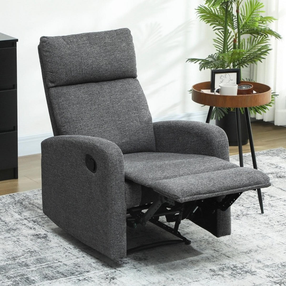 RELAXSESSEL 63/98/91 cm Dunkelgrau aus Polyester mit manuell verstellbarer Rückenlehne - Dunkelgrau, Textil (63/98/91cm) - OKMYHOME