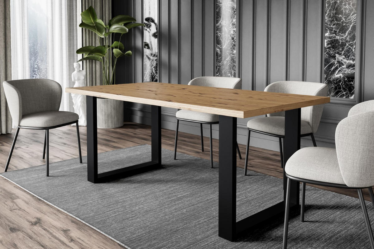 ESSTISCH 160x90x75 cm - Artisan Eiche Optik/Schwarz - KLYN U - Eichefarben, Holzwerkstoff (160/90/75cm) - ALTDECOR