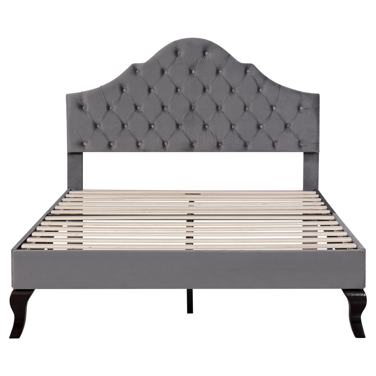 POLSTERBETT 140/200 cm grau mit Lattenrost und höhenverstellbarem Kopfteil - Grau, Textil (140/200cm) - OKWISH