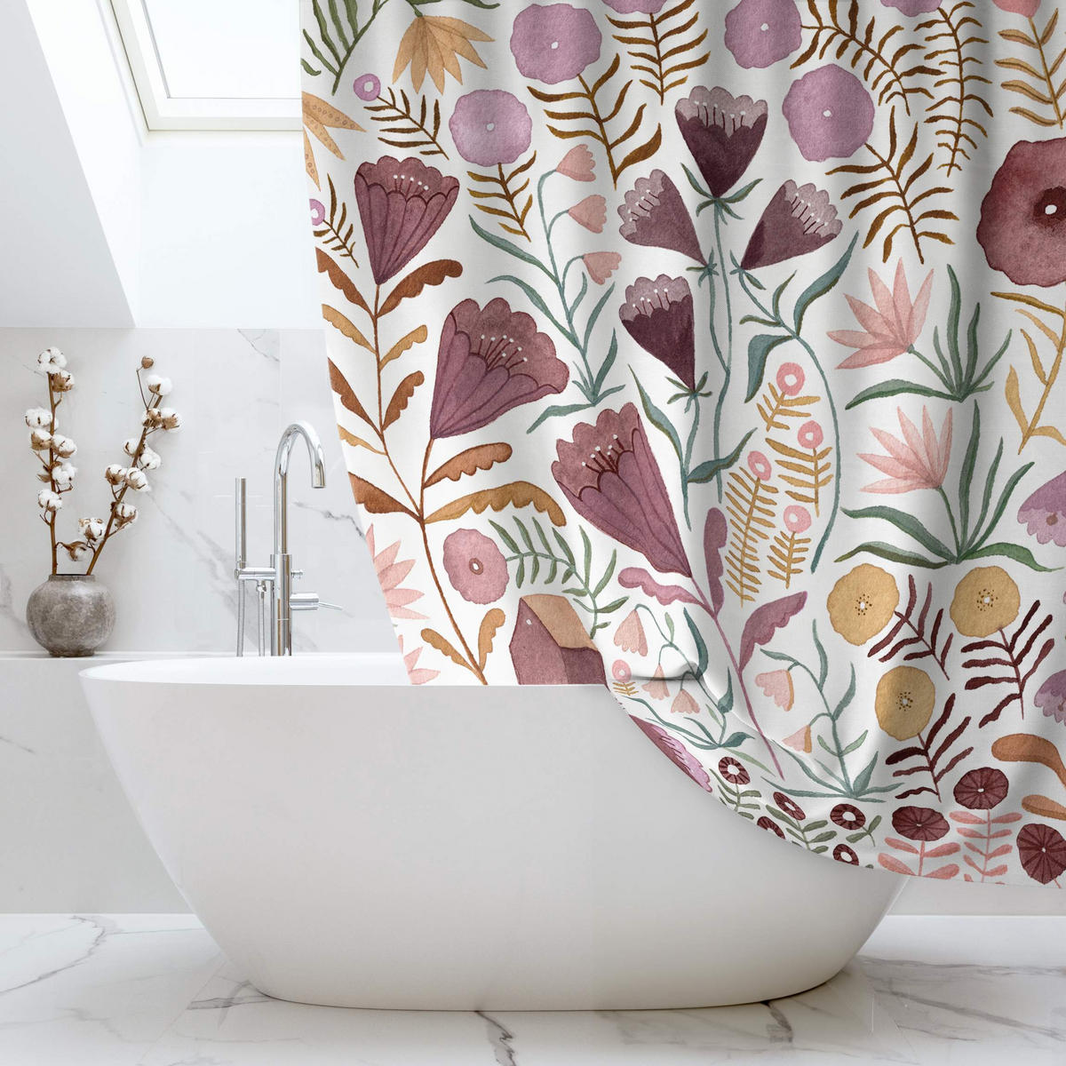 DUSCHVORHANG Claudia Voglhuber - Blumenmeer 180/180 cm - Rosa, Textil (180/180cm) - Bilderwelten