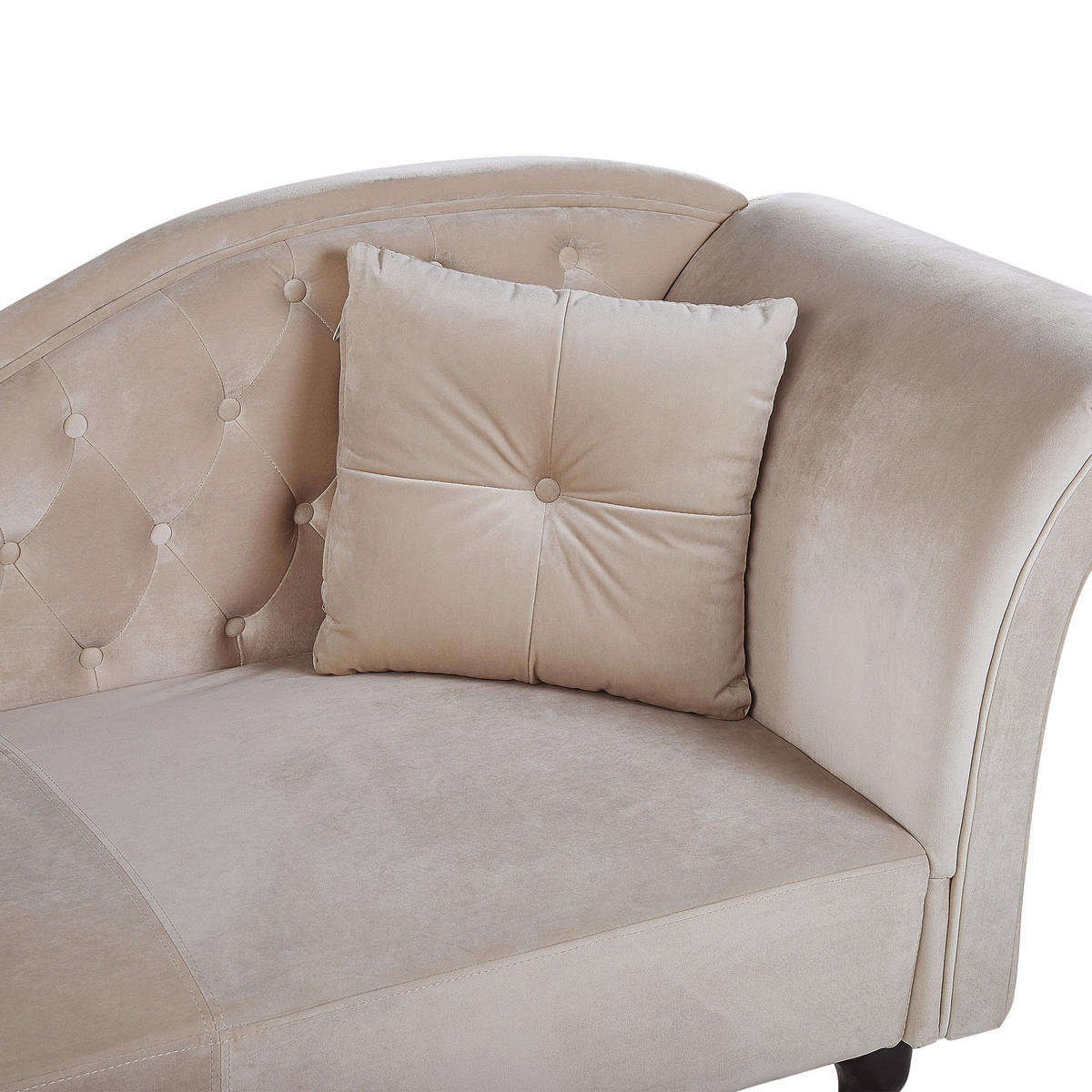 ČALOUNĚNÉ LEHÁTKO CHAISE LONGUE Sametová látka béžové pravostranné Lattes - béžová, textil (188/87/59cm) - Beliani