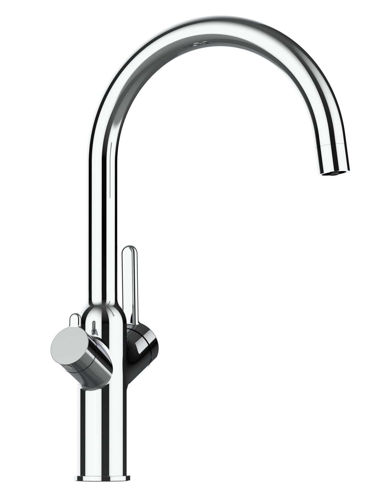 3-WEGE-KÜCHENARMATUR, Verchromt, 360° schwenkbar - Chromfarben, Metall (21.4/38.5/21.4cm) - VIZIO