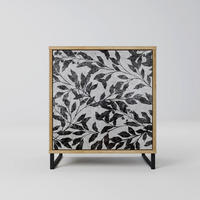 SIDEBOARD CHARCOAL SPROUT, Eichefarben, 57,5x42x67,5 cm, Schwarze Metall-Rahmenfüße - Eichefarben/Multicolor, Holzwerkstoff/Metall (57.5/67.5/42cm) - SpaceRebels
