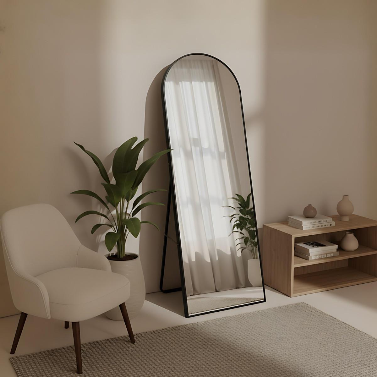 STANDSPIEGEL Fram, 150 x 50 cm - Schwarz, Glas (50/150/2.5cm)