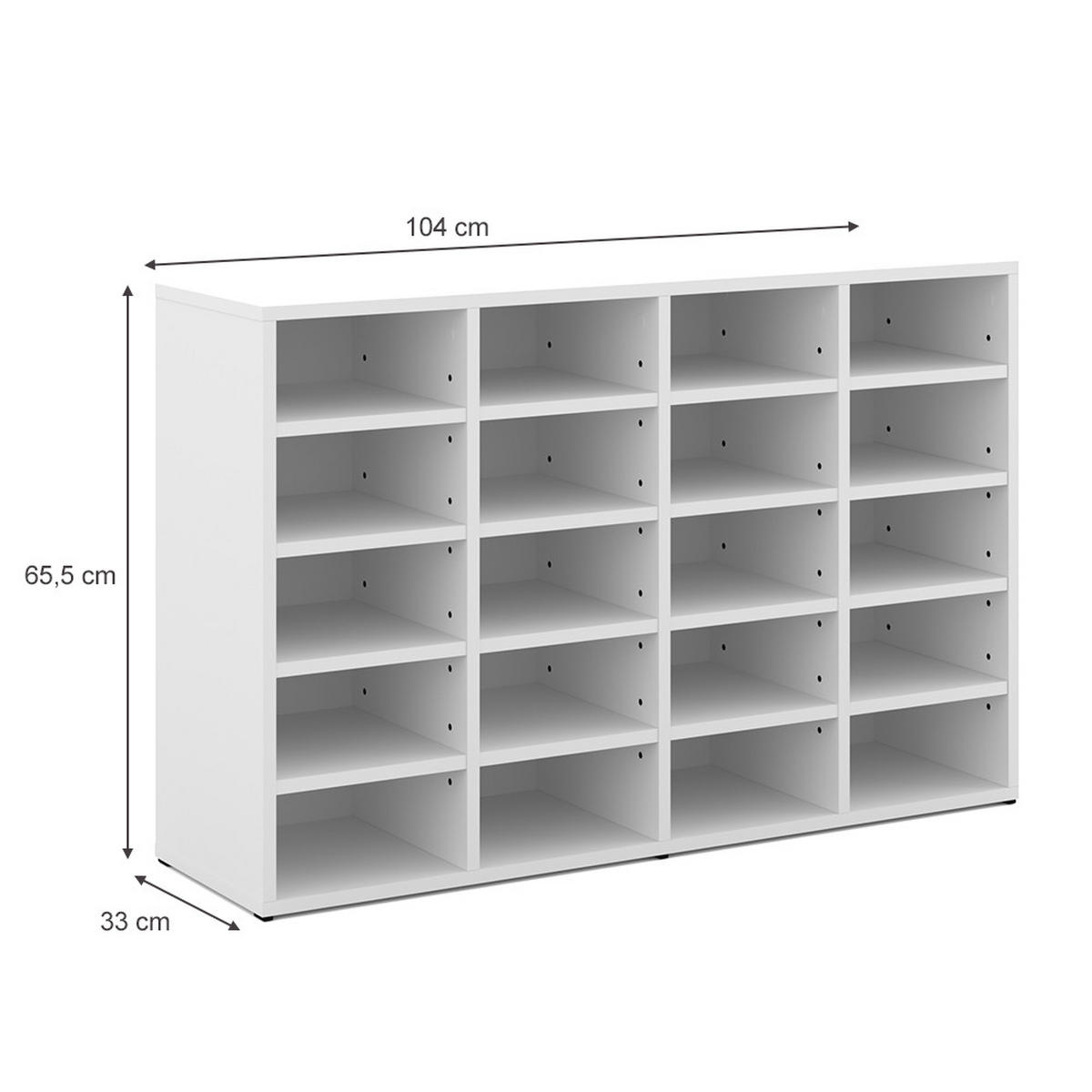 SCHUHREGAL Lysander Weiß 104 x 65.5 cm - Weiß, Holzwerkstoff (104/65.5/33cm) - Vicco