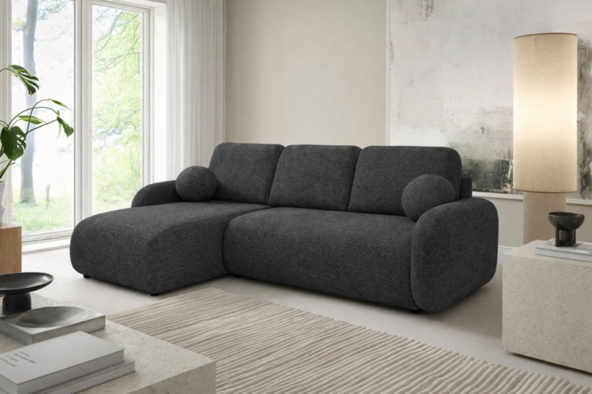 ECKSOFA Anthrazit KOMA Mit Schlaffunktion - Schwarz/Grau, Textil (228/147cm) - Sepro Meble
