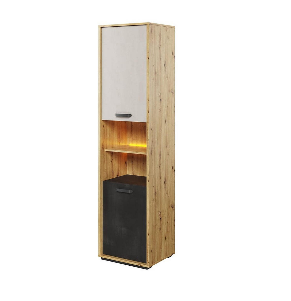 KLEIDERSCHRANK Qubic QB-04 - Schwarz/Eiche Artisan, Holzwerkstoff (50/195/42cm) - Meblini