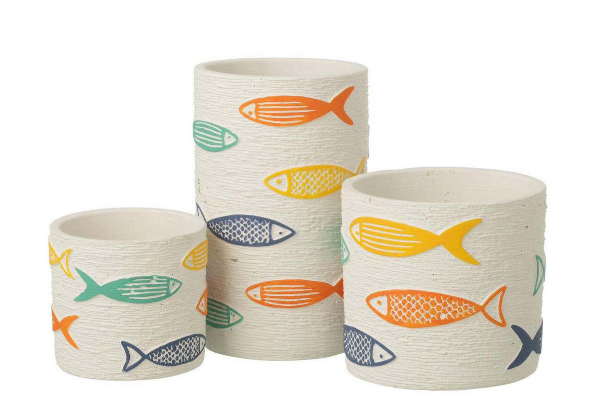 BLUMENTOPF FISCH RUND - Multicolor, Stein (12.5/20cm) - J-Line