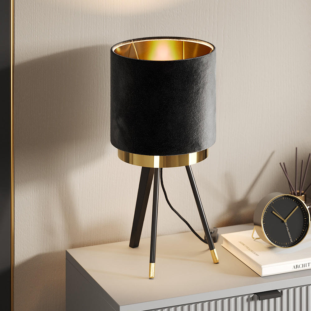 TISCHLAMPE Goldamo Schwarz 23 x 46 cm 2er-Set - Goldfarben/Schwarz, Metall (23/23/46cm) - Vicco