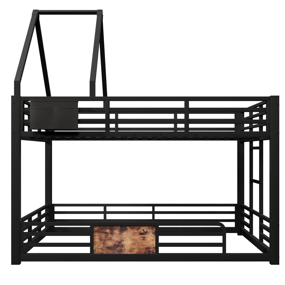 ETAGENBETT 140x200 cm in Schwarz mit LED-Beleuchtung und Hausbett-Design - Schwarz, Metall (140/200cm) - IVMEU