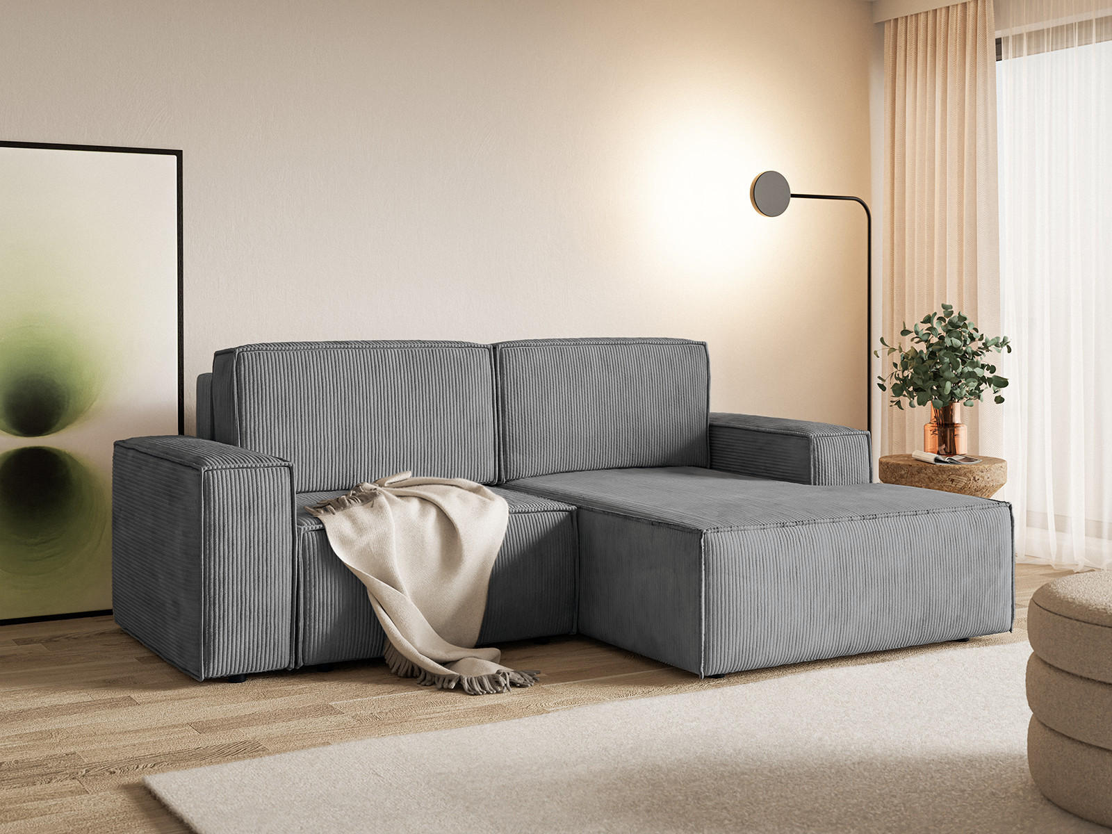 ECKSOFA KOKKO MINI mit Schlaffunktion, Grau - Grau, Textil (240/167cm) - Fedve