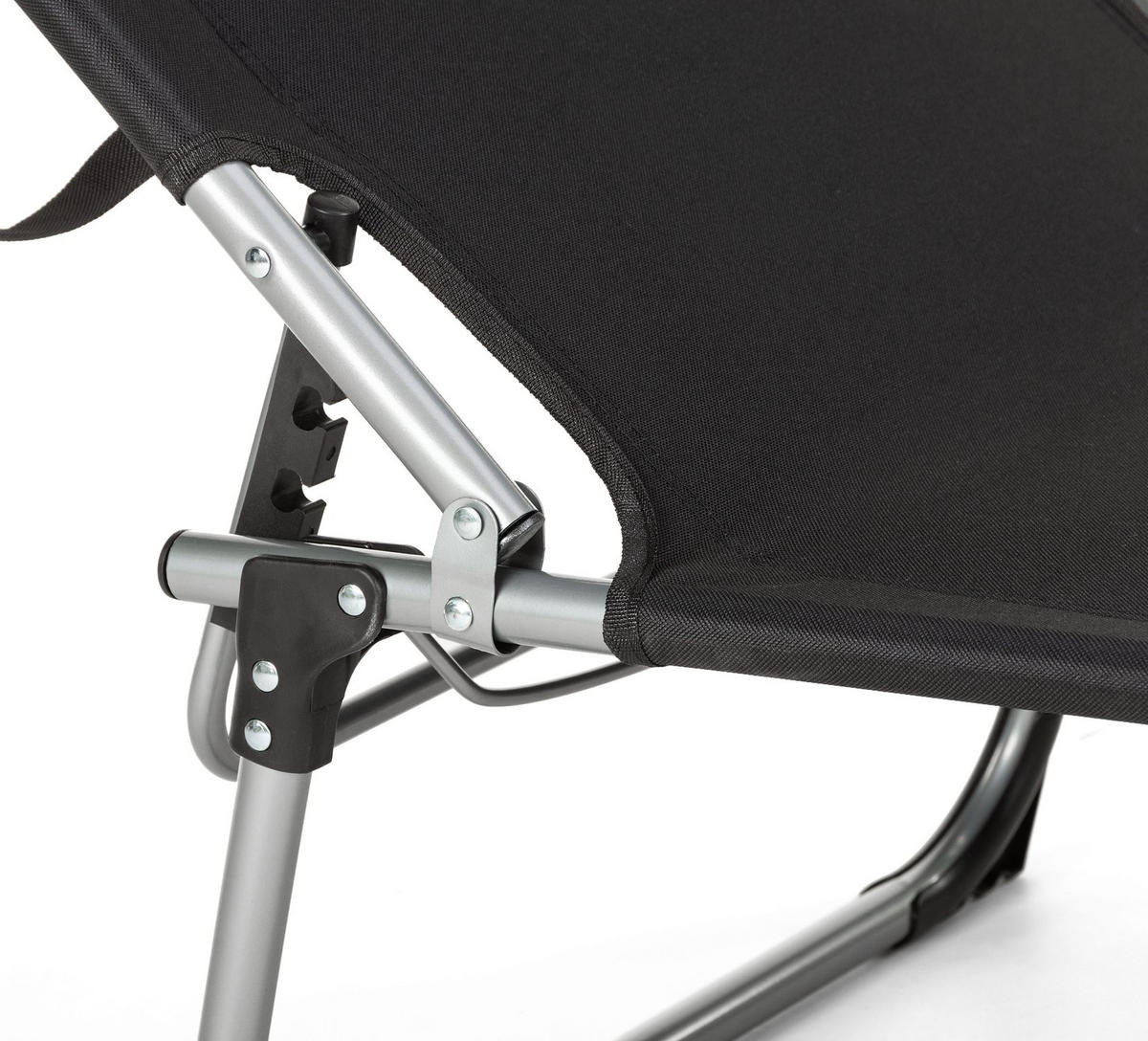 SONNENLIEGE mit Sonnendach, bis 120 kg - Schwarz, Textil/Metall (60/60/188cm) - Outtec