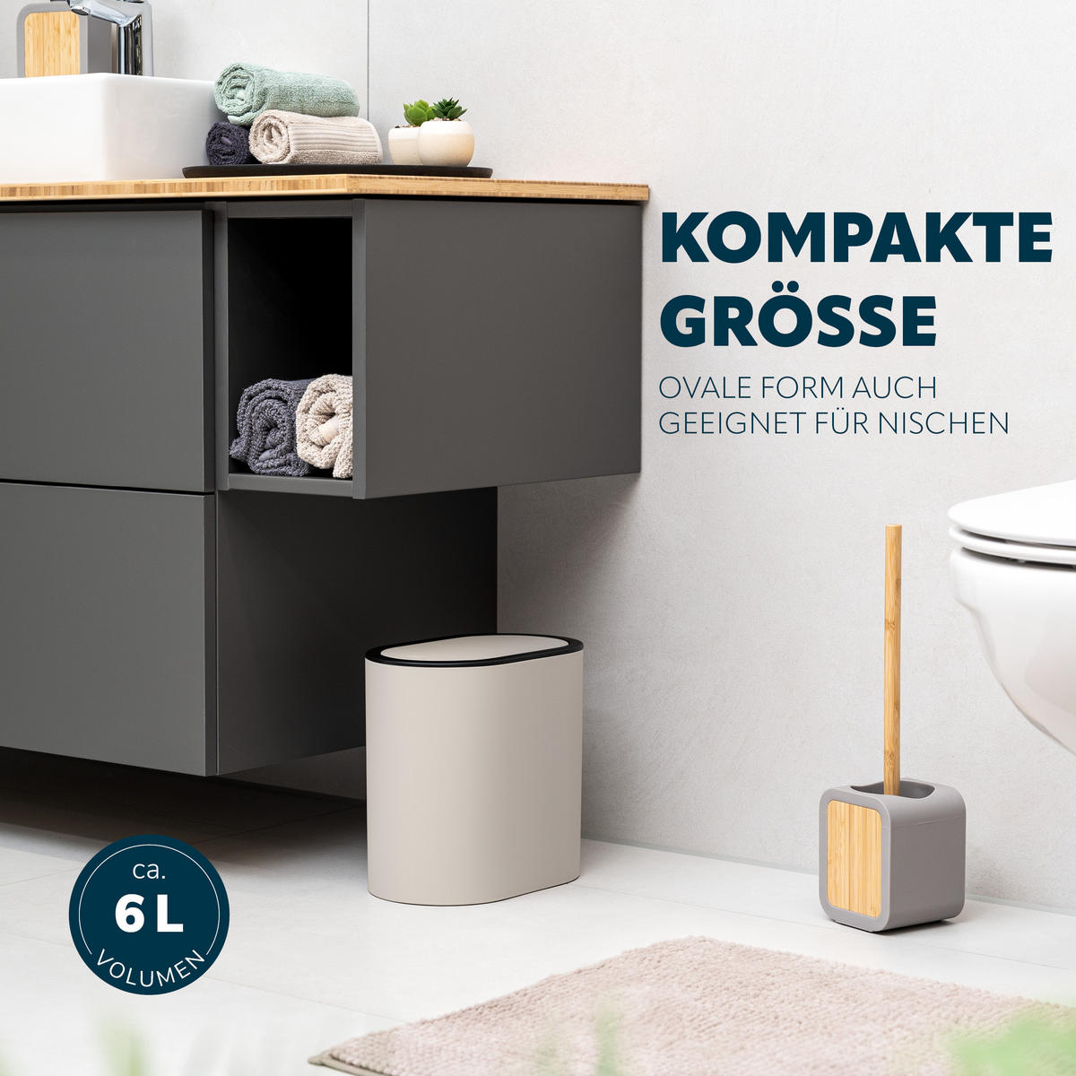 KOSMETIKEIMER 6 Liter, beige - Beige, Kunststoff (25.5/24.5/16.5cm) - eluno