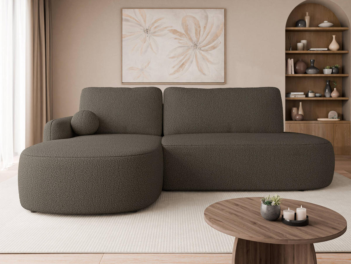 COLTAR Loridu O Premium, Stanga - culoare lemn wenge/negru, material plastic/material textil (274/174cm) - MIRJAN24
