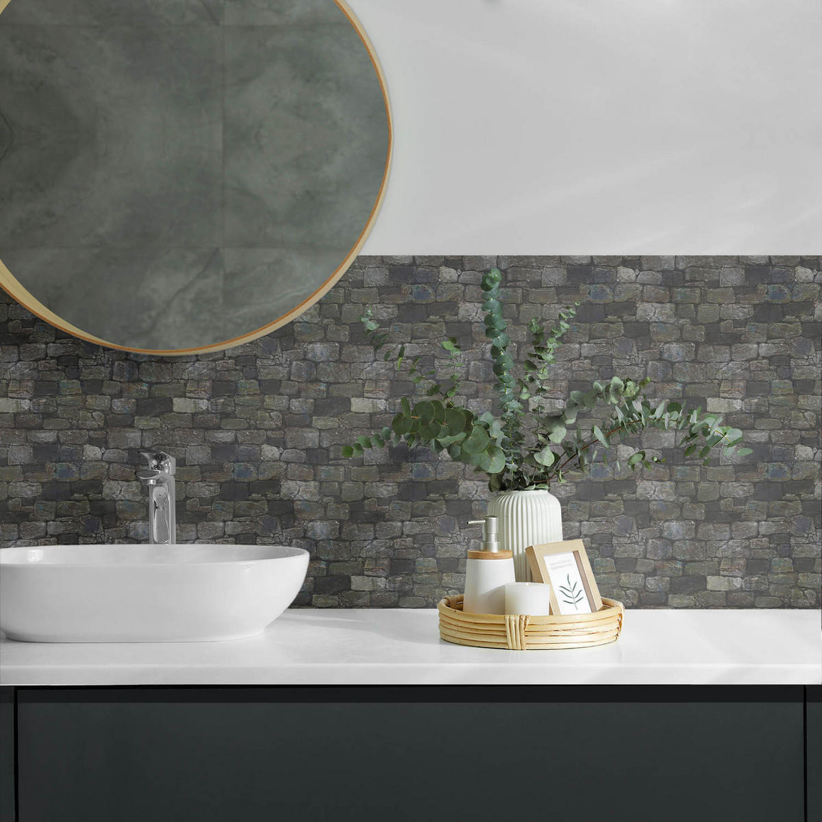 WANDPANEEL 100x50 cm selbstklebend Rocassa - Grau, Kunststoff (50/1.6/100cm) - Wallfluent