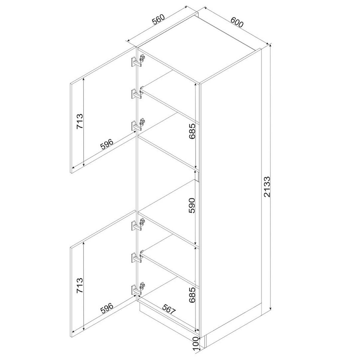 MIKROWELLENUMBAUSCHRANK - D60PK/2133 PL ( S2100/24 ) - KATE - Elegante Geräte-Integration - Schwarz, Holz (60/213.3/56cm) - ROYAL24_MARKT