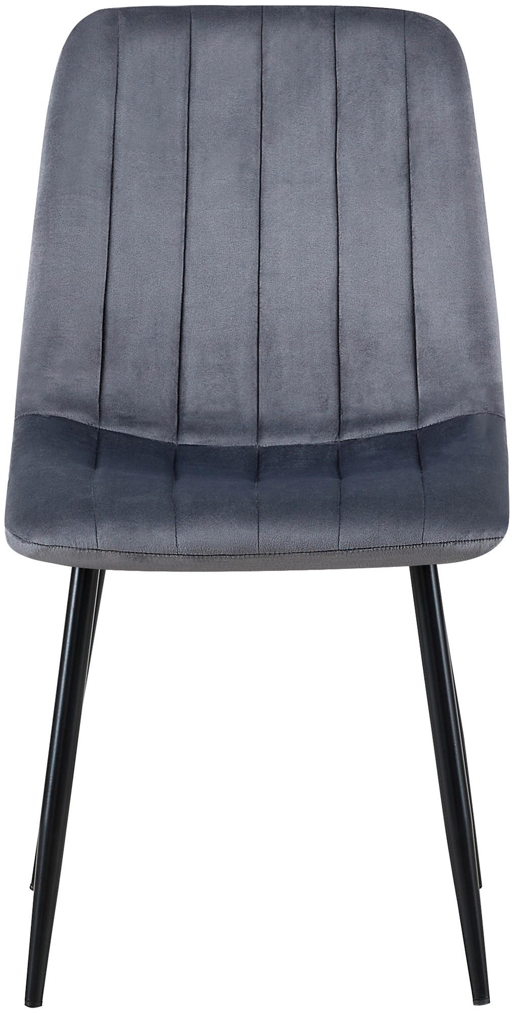 STUHL 4er Set Samt Dunkelgrau - Dunkelgrau/Schwarz, Textil/Metall (45/88/53cm) - CLP