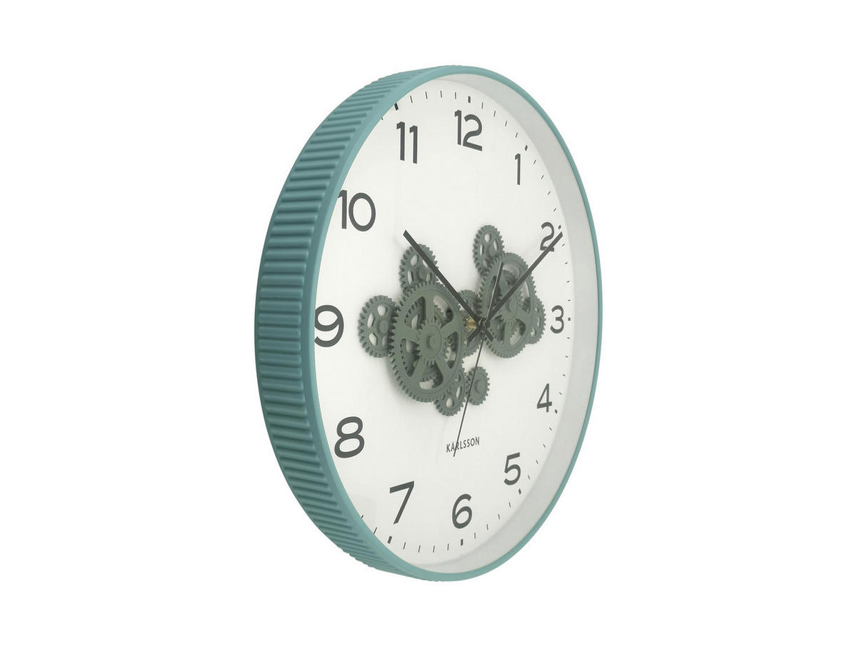 WANDUHR Open Gear Blau 40/5.66/40 cm - Blau, Kunststoff (5.66/40/40cm) - Karlsson
