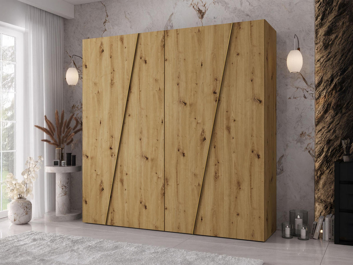 DREHTÜRENSCHRANK Zen 200 cm - Goldfarben/Schwarz, Holzwerkstoff/Kunststoff (200/202/50cm) - MIRJAN24