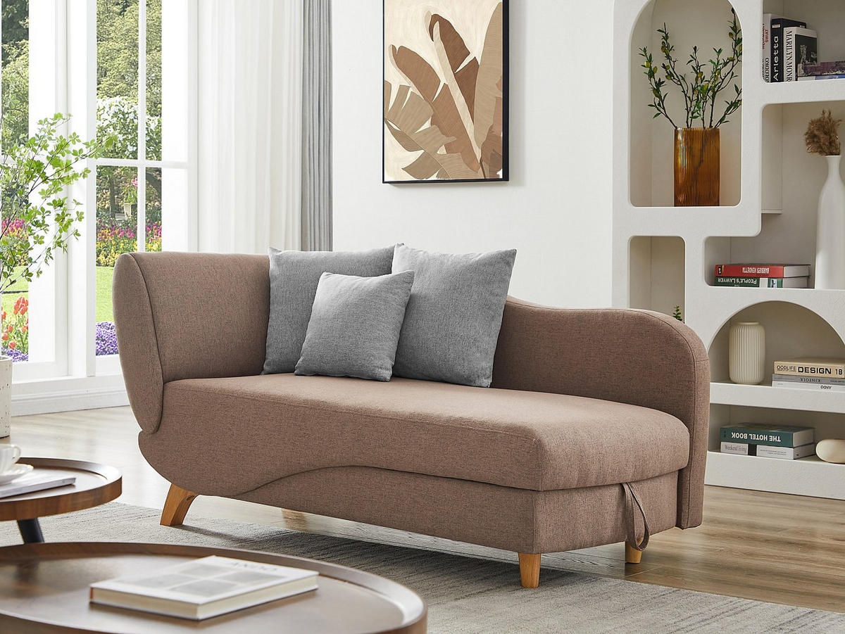 RECAMIERE mit Schlaffunktion - 1 -Sitzer - Polyester - braun - PENELOPE - Braun, Textil (160/81/80cm) - Vente-Unique