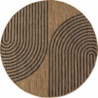 TEPPICH Flachgewebe, Outdoor, Fußbodenheizung-geeignet, mit Bogenmuster, VIGOLENO in Braun-Schwarz, Ø 80 cm - Braun, Textil (80/80cm) - KADIMA DESIGN