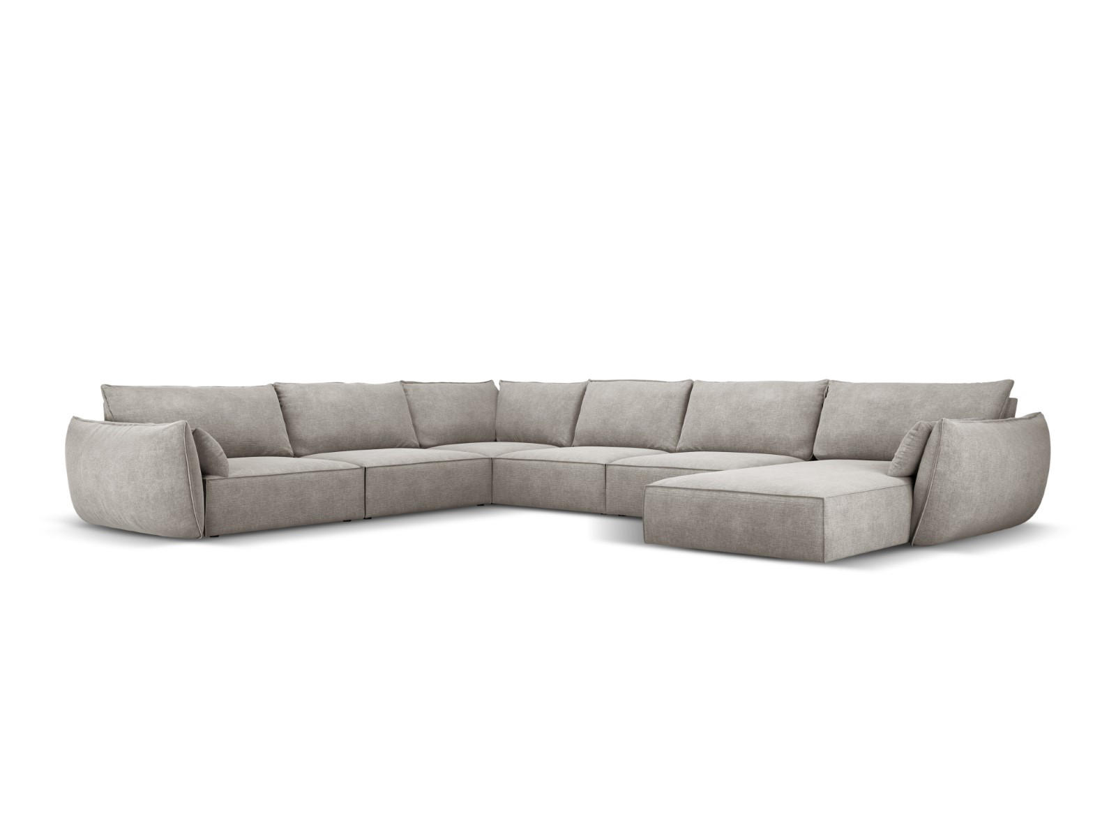 PANORAMASOFA links Kaelle aus Chenille-Stoff hellgrau 8 Sitzplätze - Hellgrau, Textil (284/85/384cm) - Micadoni