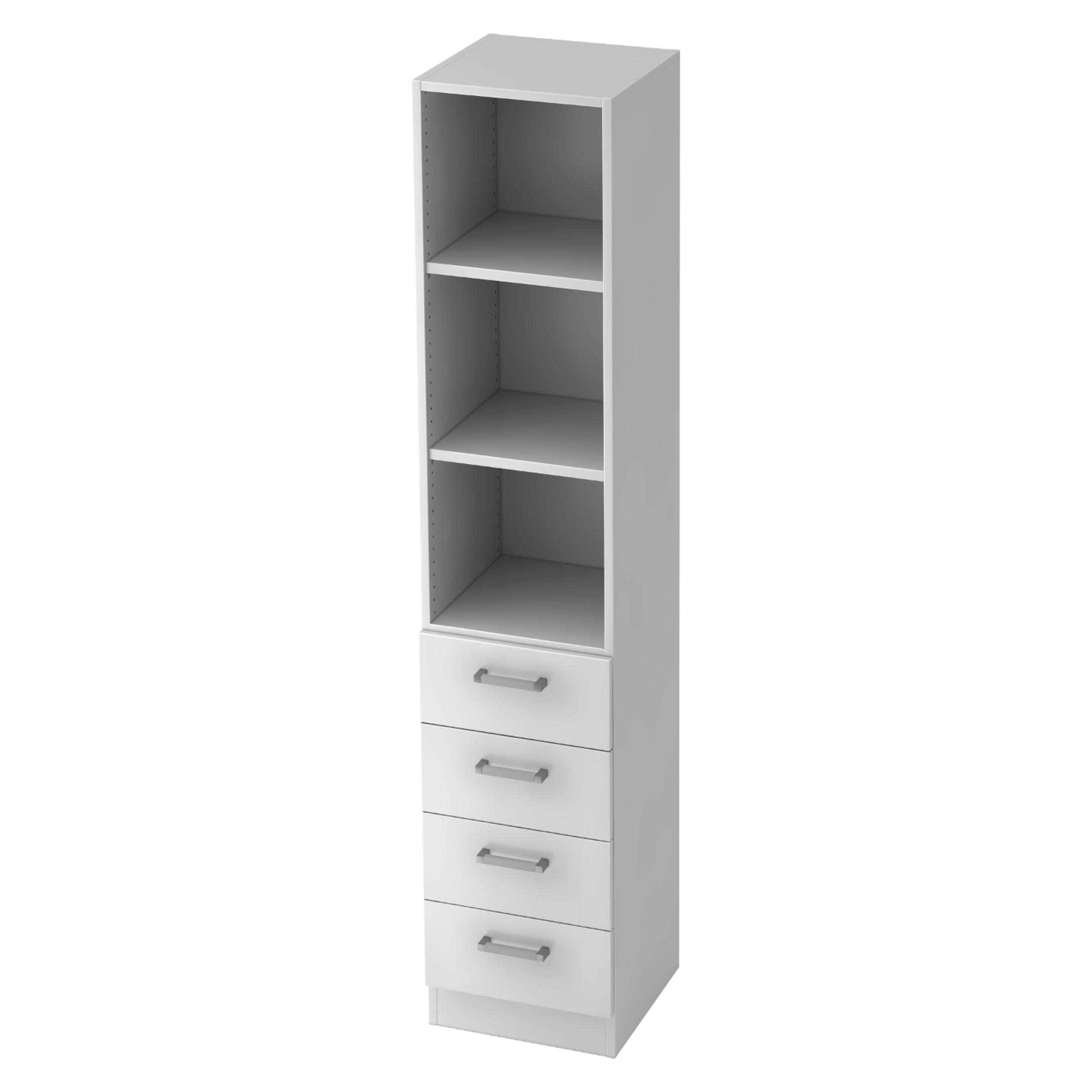 SCHUBLADENSCHRANK - 4 Schübe 42/40,6/200,4 cm in Weiß Chromgriff (Metall) - Weiß, Holzwerkstoff (40.6/200.4/42cm) - bümö