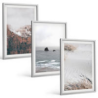 BILDER SET 3er Set - 40x60 cm Silberner Rahmen - Berge, Wolken, Meer, Sand, Natur - Silberfarben, Kunststoff (40/60cm) - TULUP