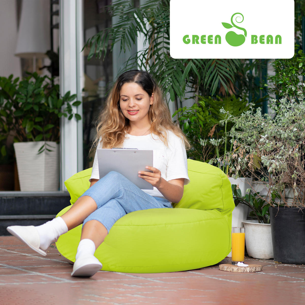 INDOOR OUTDOOR SITZSACK Lounge Sofa - Hellgrün, Textil (90/50/50cm) - Green Bean