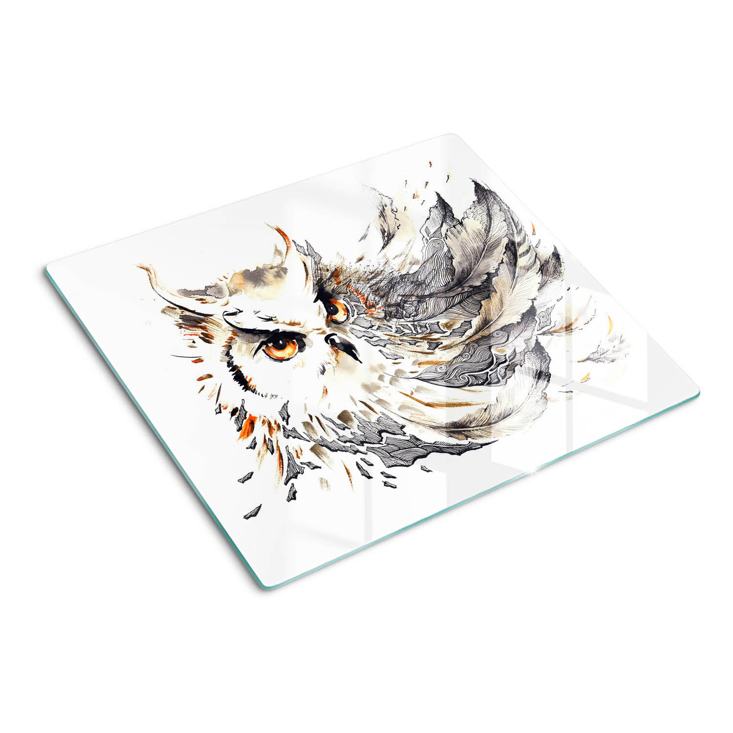 GLASPLATTE 60x52 cm Eule - Beige, Glas (60/0.4/52cm) - TULUP