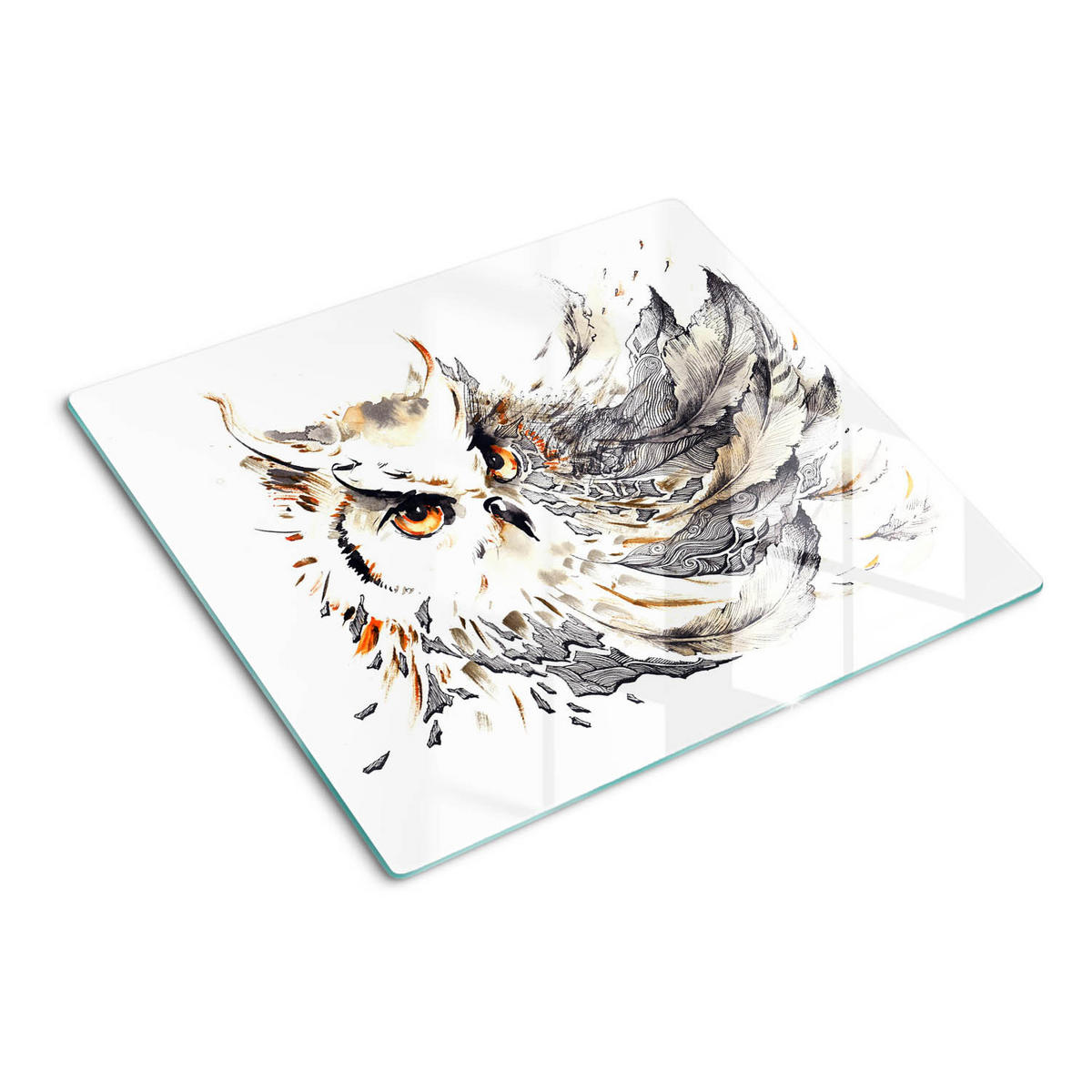 GLASPLATTE 60x52 cm Eule - Beige, Glas (60/0.4/52cm) - TULUP