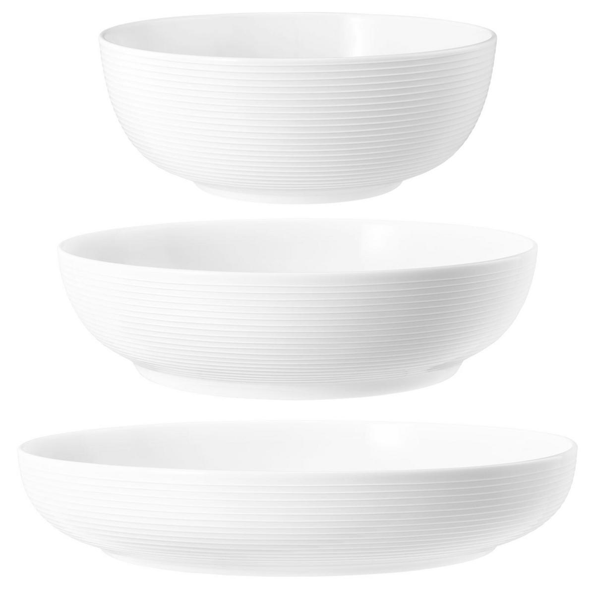 FOODBOWL Beat Color Glaze Weiß 20/25/28 cm 3er Set - Weiß, Keramik (1cm) - Seltmann Weiden