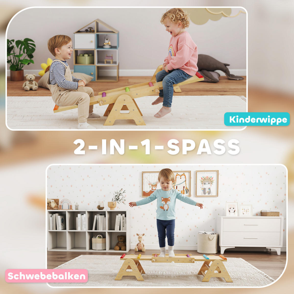BALANCEWIPPE 2-in-1 DE-09834 Holz - Multicolor, Holz (38/133cm) - ComfortXL