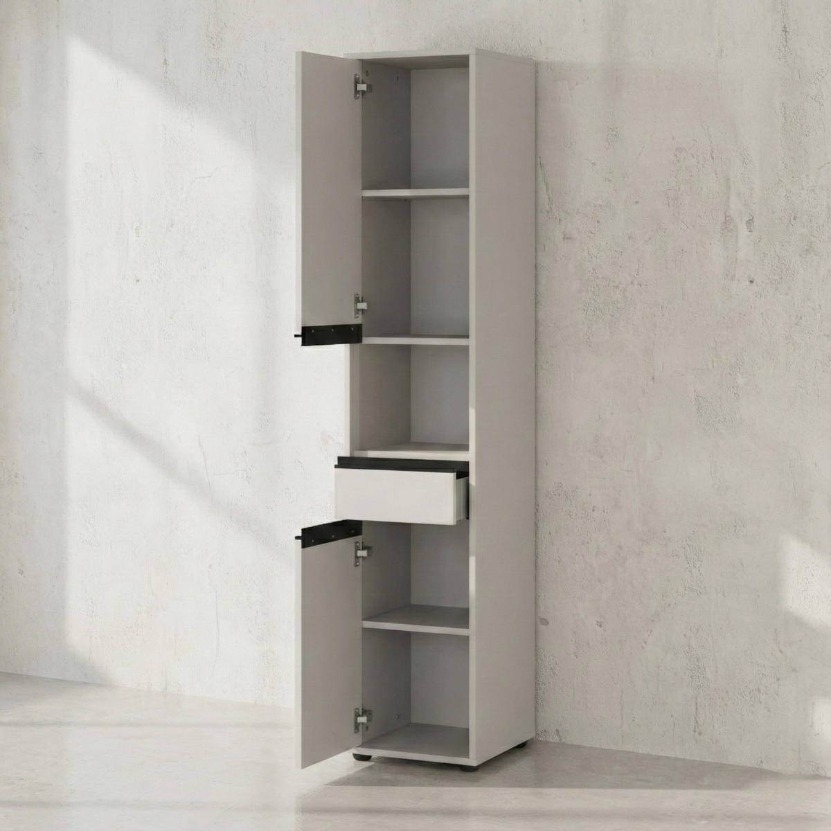 HOCHSCHRANK HAMBURG Soft-Close Modern 33x181x34 cm Steingrau - Grau, Holzwerkstoff (33/181/34cm) - KADIMA DESIGN