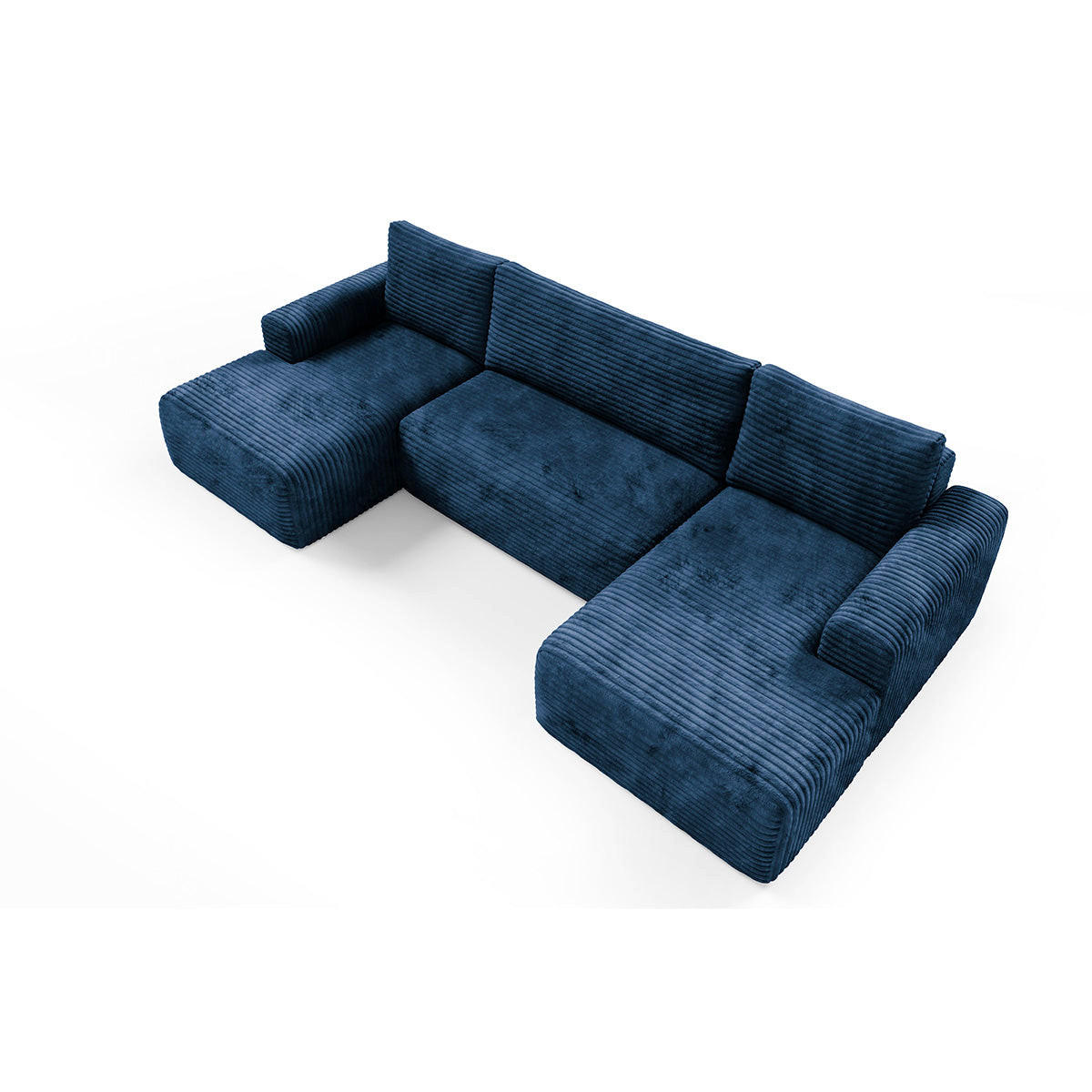 PANORAMASOFA Romeo 5 Sitzplätze Dunkelblau - Blau, Holz (345/92/163cm) - Petits-meubles