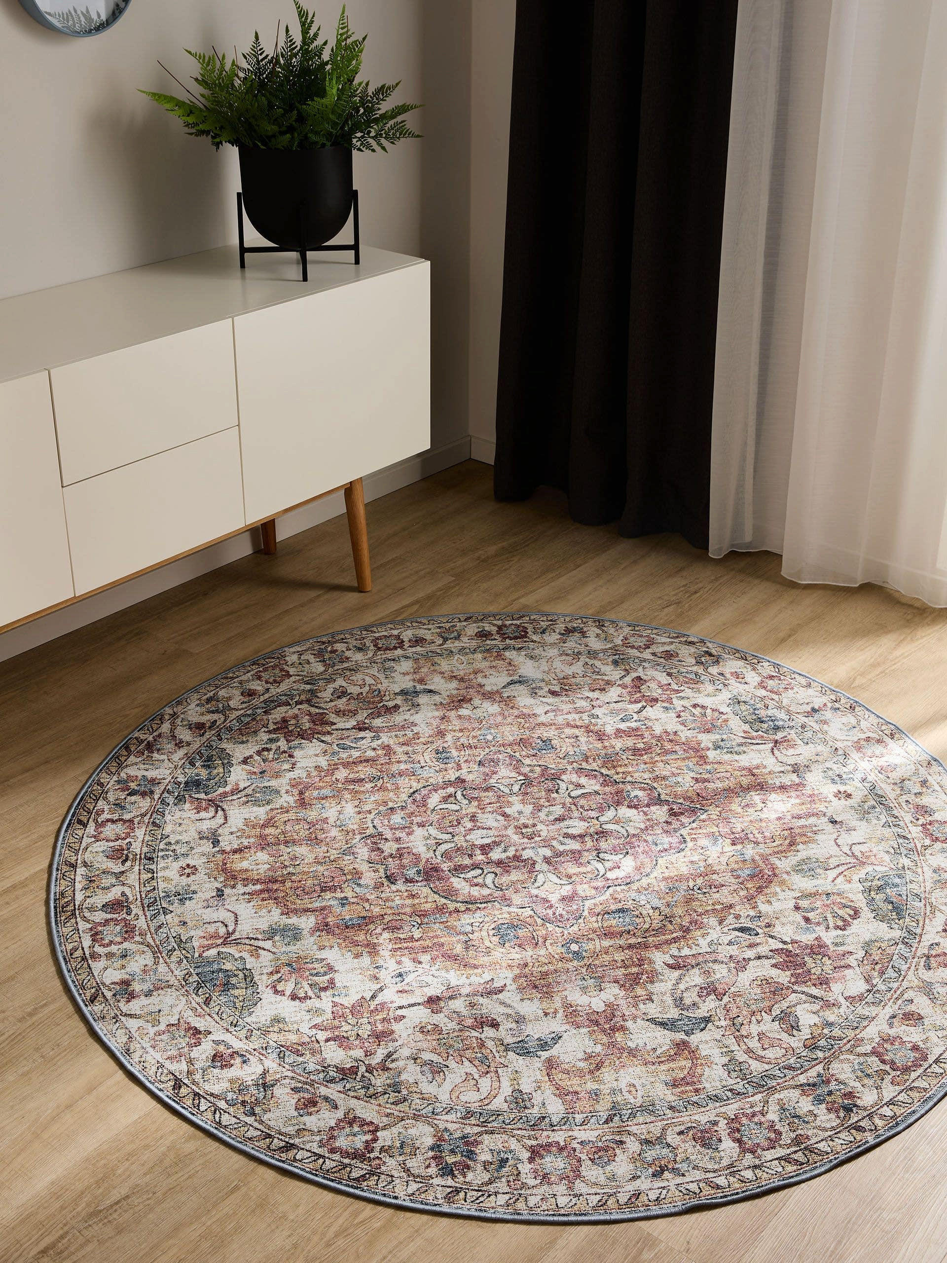 VINTAGE-TEPPICH George waschbar ø 120 cm rund - Multicolor, Kunststoff (120/120cm) - benuta